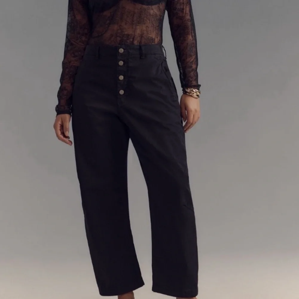 PILCRO Jeans ANTHROPOLOGIE Pants THE ARIN Barrel Wide Leg Black Cotton Size 29